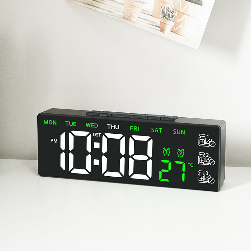 New Multifunctional Electronic Clock Simple and Stylish Alarm Clock Medicine Box Reminder LED Clock Bedside Desk Clock 6679