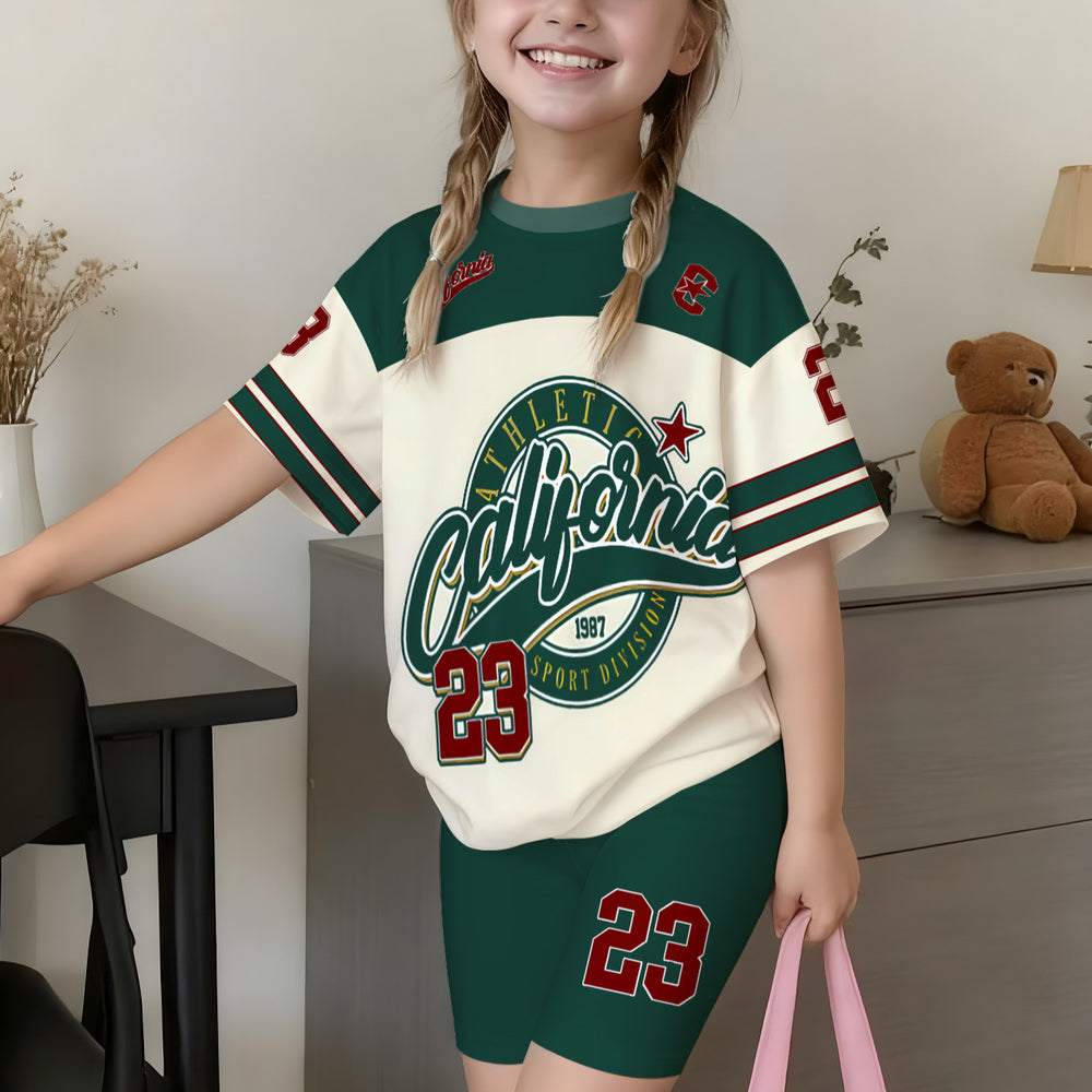 wholesale girls' short-sleeve and shorts sets, fashionable spring, summer, and autumn outfits for girls