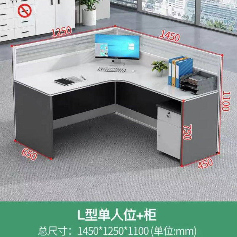 Modern minimalist office desk and chair set - 3-seat office table for office, finance department, and staff workstations