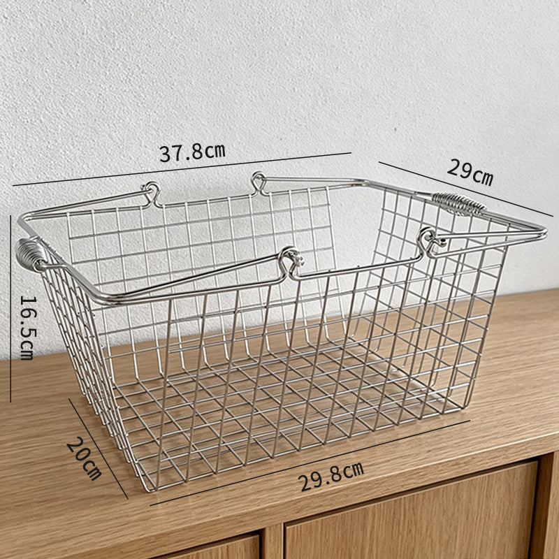 Ins style metal shopping basket iron basket storage basket hand basket desktop miscellaneous storage basket storage basket
