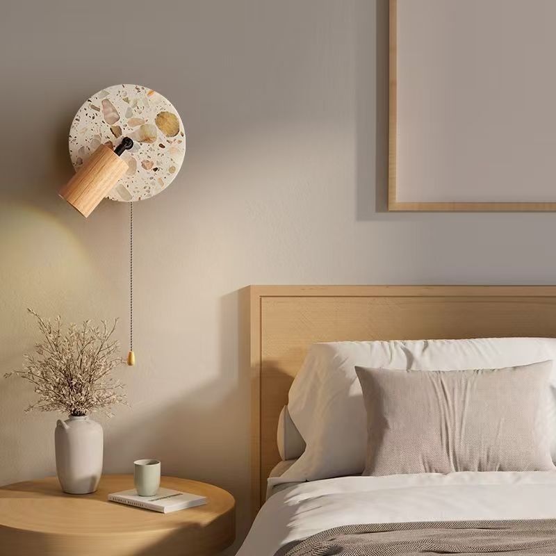 Used wabi-sabi style bedroom bedside wall lamp with switch, terrazzo b&b stairway corridor ambient rotating decorative light