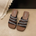 French chic minimalist flat sandals for women - summer 2025 outdoor wear, flat beach roman toe sandals, non-slip