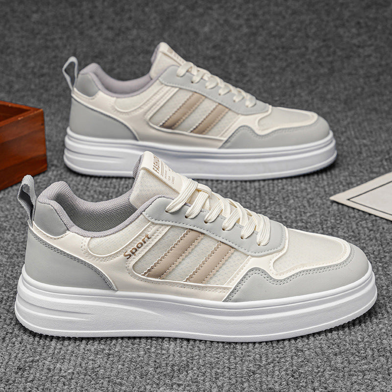 Men's shoes 2026 summer new arrival: youth casual skate shoes, men's thick-soled mesh breathable student sports white shoes