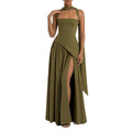 summer new arrivals: cross-border fashion women's clothing - elegant & sexy backless pleated slit cami dress