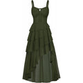 Amazon fashionruffles suspender dress for women summerretro silmslimming look chiffon skirt