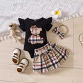 ins newborn infant baby girl summer style bear appliqué embroidered bodysuit triangle romper plaid butterfly