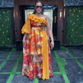 African plus size women's printed off-the-shoulder dress -  export fashion european and american cross-border spring/summer chiffon maxi dress