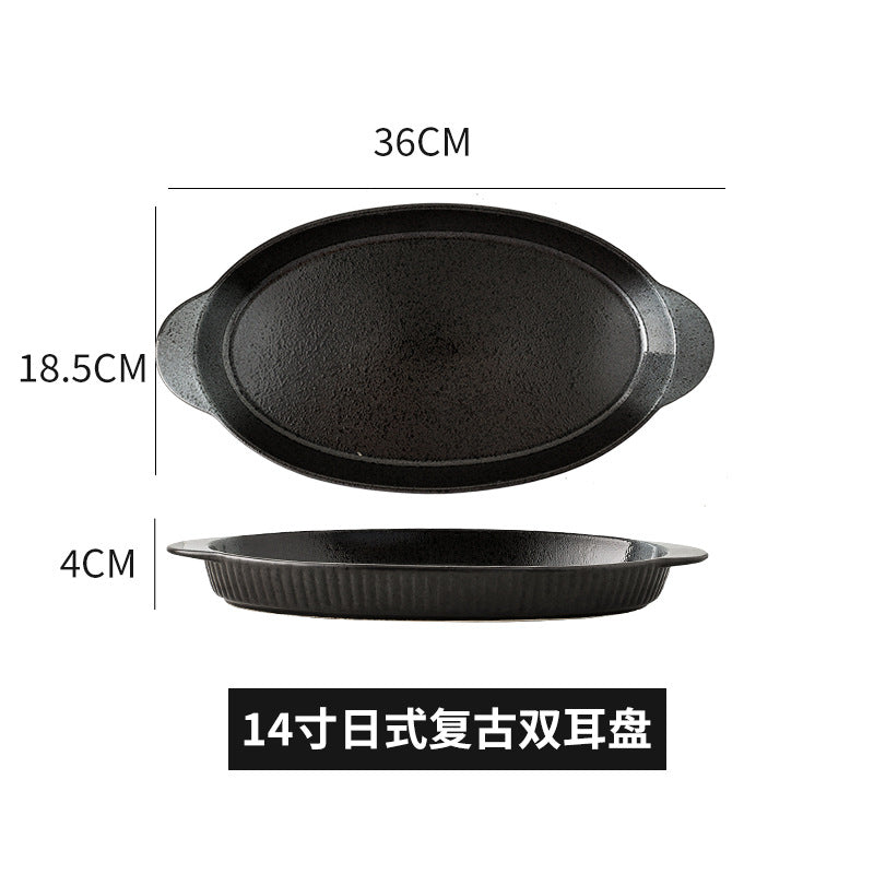 Large-capacity fish plate ceramic plate steamed fish plate creative for home fish plate special pepper fish head soup plate vegetable plate