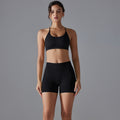 European and american seamless criss-cross back yoga outfit - breathable, quick-drying, compression crop top activewear set for running and fitness