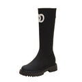 Thick sole tweed style knee high boots women's 2025 winter new arrival knee high knee high knight boots