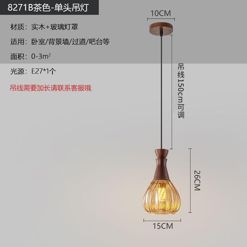 Medieval style lamps bedroom bedside small chandelier bedside table retro restaurant aisle new chinoiserie single head long hanging lamp
