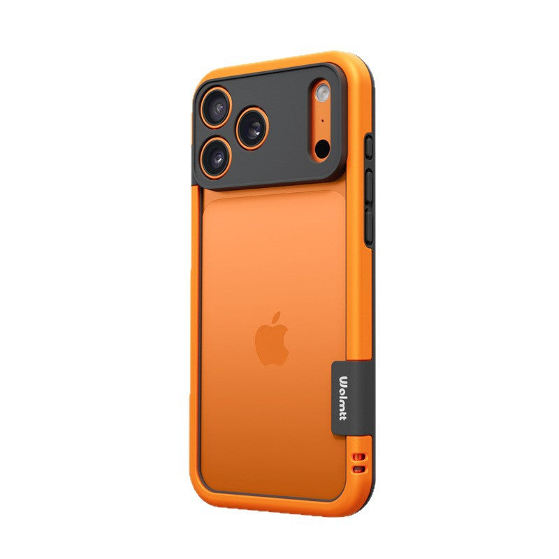 Metallic paint high-end orange suitable for iphone17pro mobile phone case apple 16 contrasting color frame soft protective cover