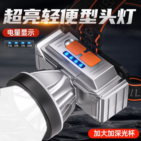 Strong light headlamp high power long-distance shooting rechargeable outdoor large-capacity lithium battery construction site super long standby flashlight mining lamp