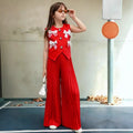 new european and american style girls' suit vest top + wide-leg pants - european and american cross-border children's outfit set