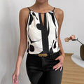 summer   round neck camisole printed sleeveless women's tank top t-shirt retro print