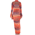 Fashion style insexport women's clothing printinglong sleevesdress round neckelegantcasualpullover one-step skirtdress
