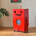 Minimalist creative art robot mobile side table - glossy, skin-touch finish - living room sofa table, bedside nightstand, storage & decorative cabinet