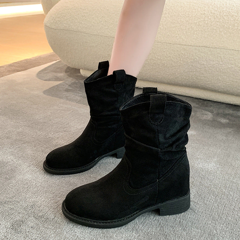 Birkenstock short boots for women 2026 new autumn winterthick sole heightening western boots maillard knee socks pile boots for women