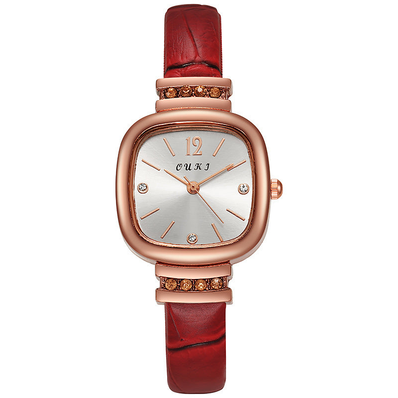 2022 douyin live gift list student small square watch women's square watch small sugar cube quartz large dial