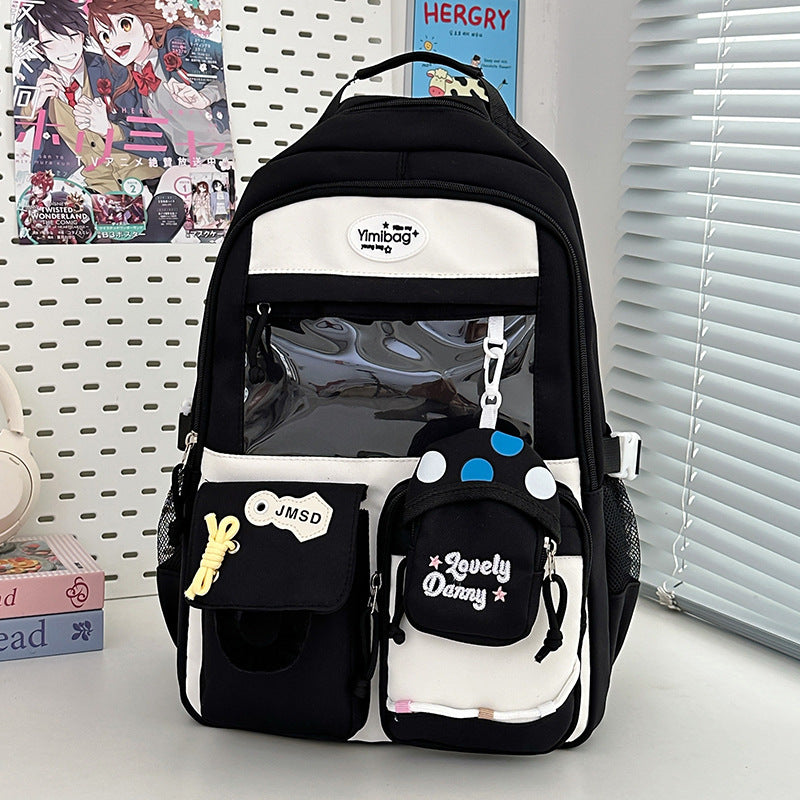 Cross-border high-value versatile large-capacity schoolbag female cute pain bag backpack junior high school girl high school student backpack