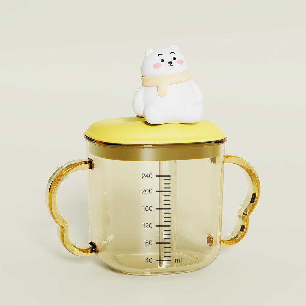 Summer new ppsu high-temperature resistant baby bear water bottle, anti-choking straw cup for home use, children's training cup