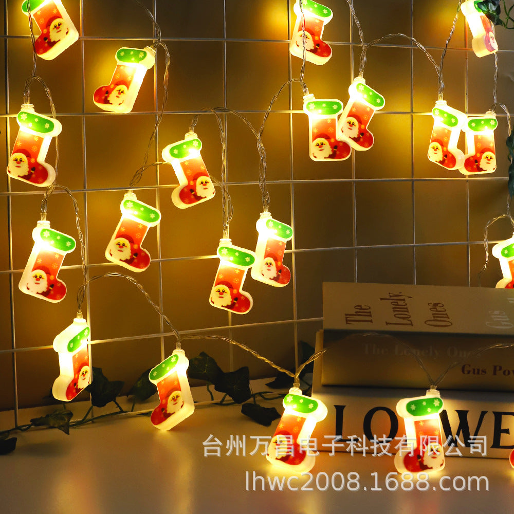 Cross-border LED Christmas stockings light string Creative Christmas decorative light string LED Christmas decoration flash light string