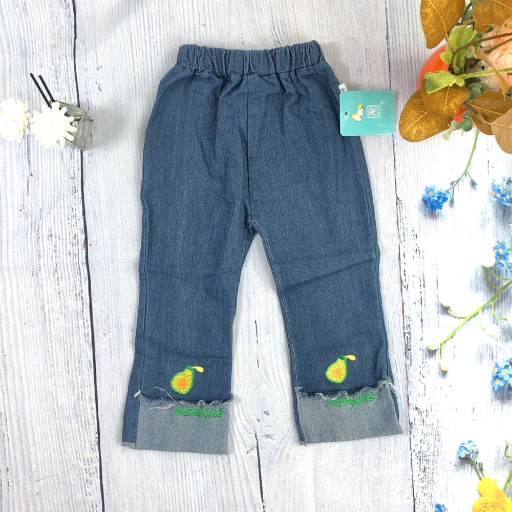 spring/autumn girls' casual embroidered denim fashion pants - korean style, trendy cartoon jeans for toddlers and children