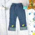 spring/autumn girls' casual embroidered denim fashion pants - korean style, trendy cartoon jeans for toddlers and children