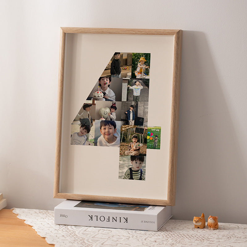 One-year-old commemorative photo frame photo DIY growth record couple baby birthday table number 2 puzzle frame