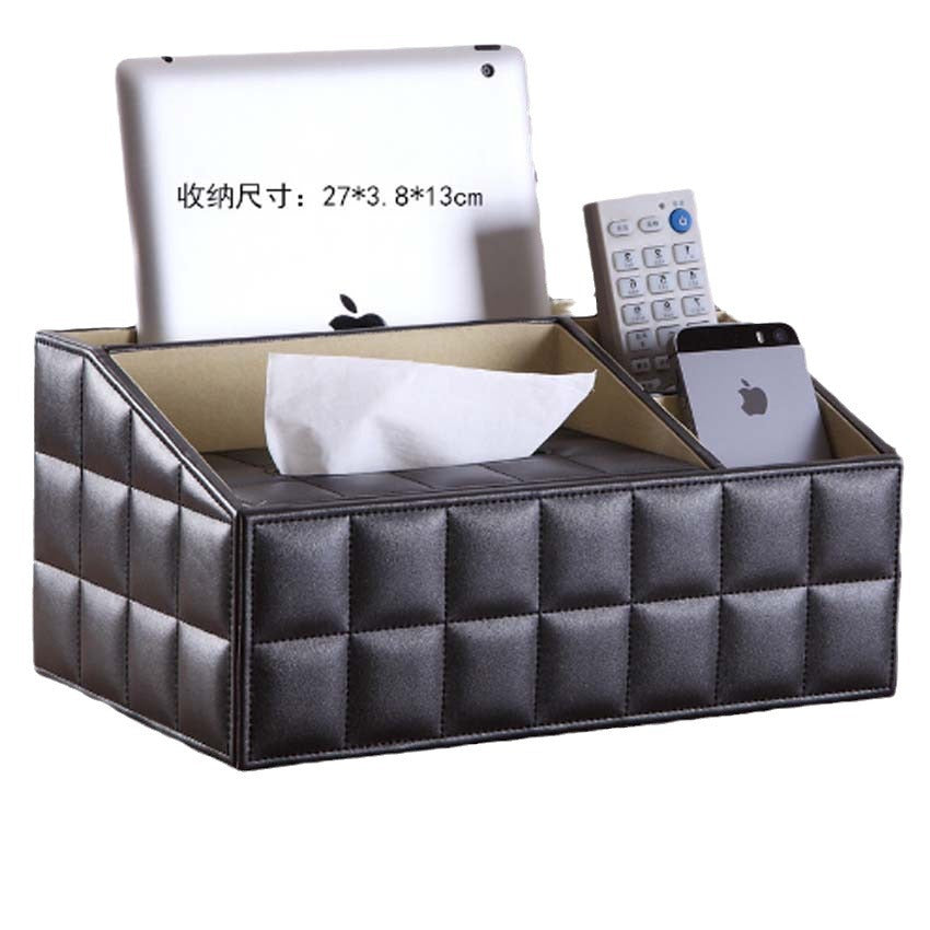 Leather napkin pumping carton, multi-functional tissue box, living room desktop bedroom remote control storage box, European home