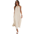 Insnew arrivalfashion cross-border woven casual stylesense of design big backless seaside vacation halterneckdress