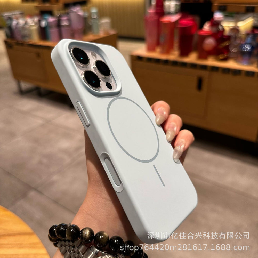 Suitable for apple 17 all-inclusive anti-fall ai button mobile phone case liquid silicone thin ring magnetic suction iphone16 large hole 14