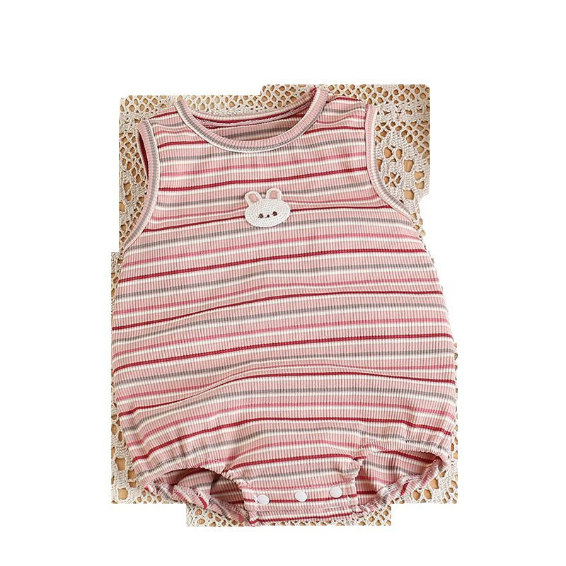 Summer baby clothes for girls: stylish striped lightweight tank top romper - super cute newborn bodysuit for outdoor wear