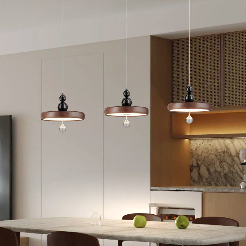[Strict Selection] Bedside Small Chandelier Full Spectrum Eye Protection Light Medium Ancient Wood Grain Can Lift Creative Advanced Chandelier