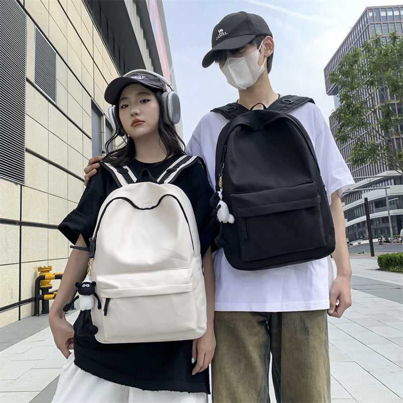 Backpack Men's Simple Large Capacity Travel Backpack Women's Casual Solid Color Japanese Junior High School Student Elementary School Bag Men's