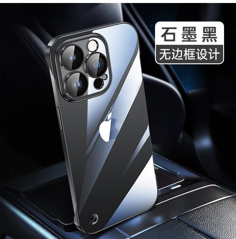 Suitable for iphone 16 electroplated pc frameless mobile phone case 15 transparent apple 14 comes with lens film all-inclusive hard case