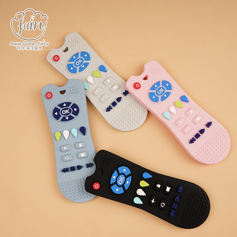 Cross-border explosion baby silicone toothpaste, baby soothing and biting music, simulated remote control food-grade silicone toothpaste