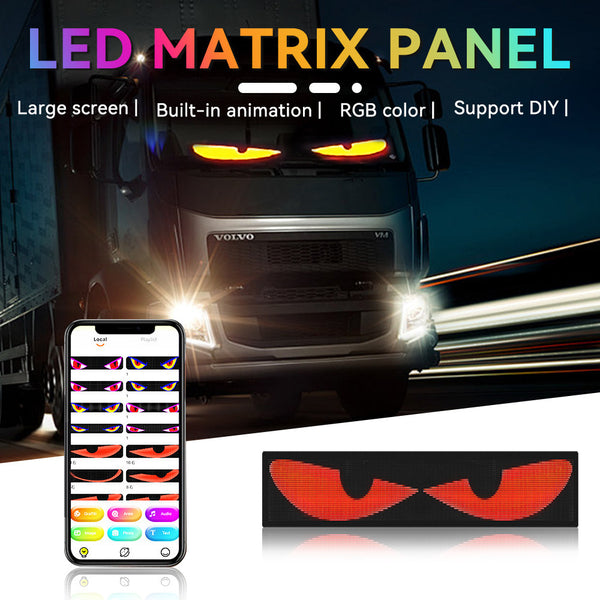 Truck Devil's Eye Light Car LED Soft Screen Ultra-thin Smart Glass Free Car Sticker USB Power Access Lossless Installation
