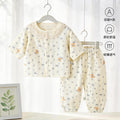 Class a pajamas gauze pure cotton spring summer thin baby air-conditioning home clothes 7-quarter sleeves + pants kidssuit