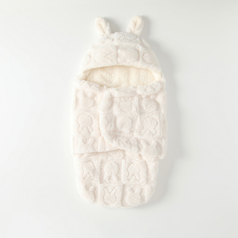 0-12 months baby autumn/winter thickened anti-startle sleep sack, coral fleece newborn swaddle, baby outdoor anti-kick blanket