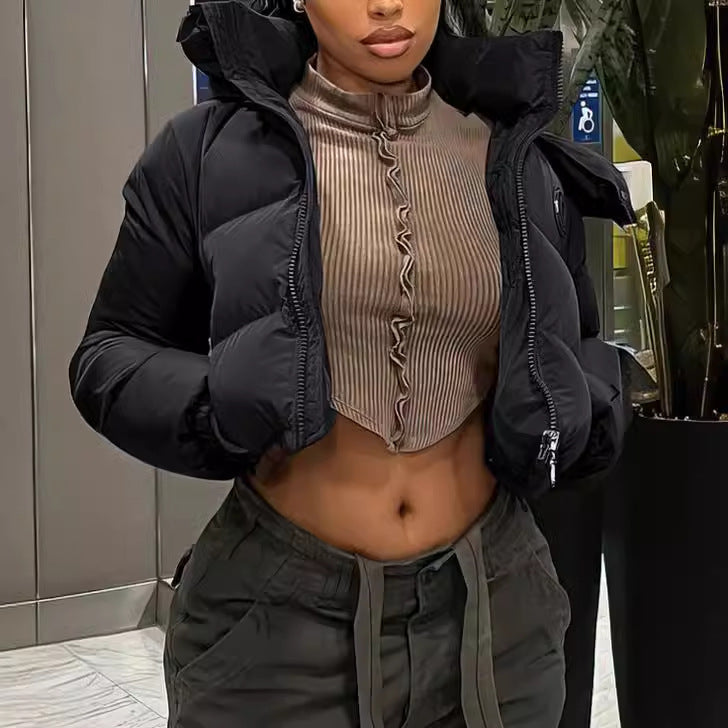 Exclusive custom link for european and american women's apparel: women's hooded padded jacket