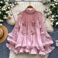 French chic floral ruffle blouse - women's summer loose fit long sleeve lantern sleeve top - ageless & elegant