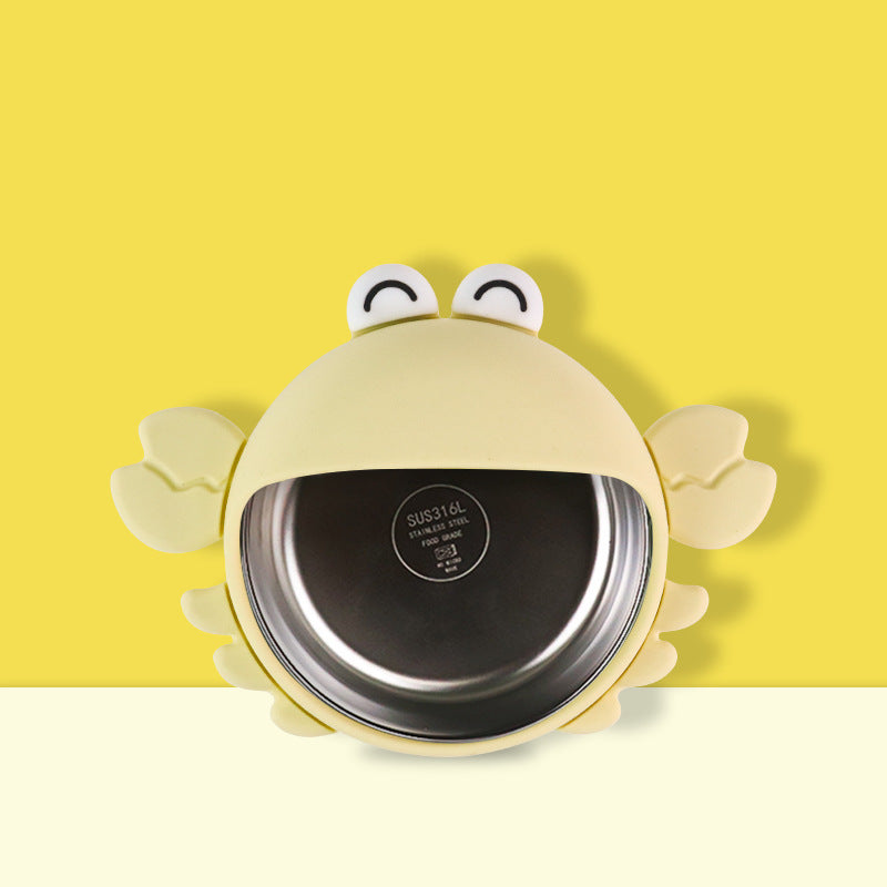 Children's silicone complementary food bowl feeding stainless steel anti-scalding baby eating plate baby special tableware independent