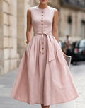 european and american cross-border  independent station new arrivalelegantelegancenormcore cotton and linen women's sleeveless dress