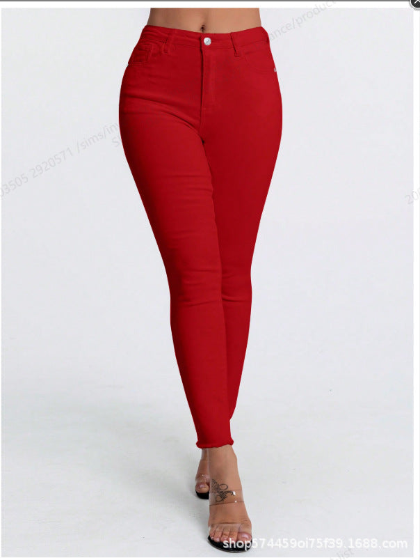 Amazon tiktok pinduoduo foreign trade cross-border fashion raw edge design white jeans for women easiest for match and slimming look