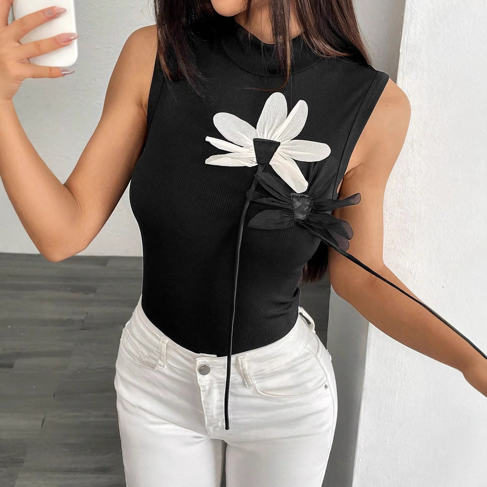 69#73261#  cross-border fashion women's ins new slim-fit heavy-duty 3d floral knitwear