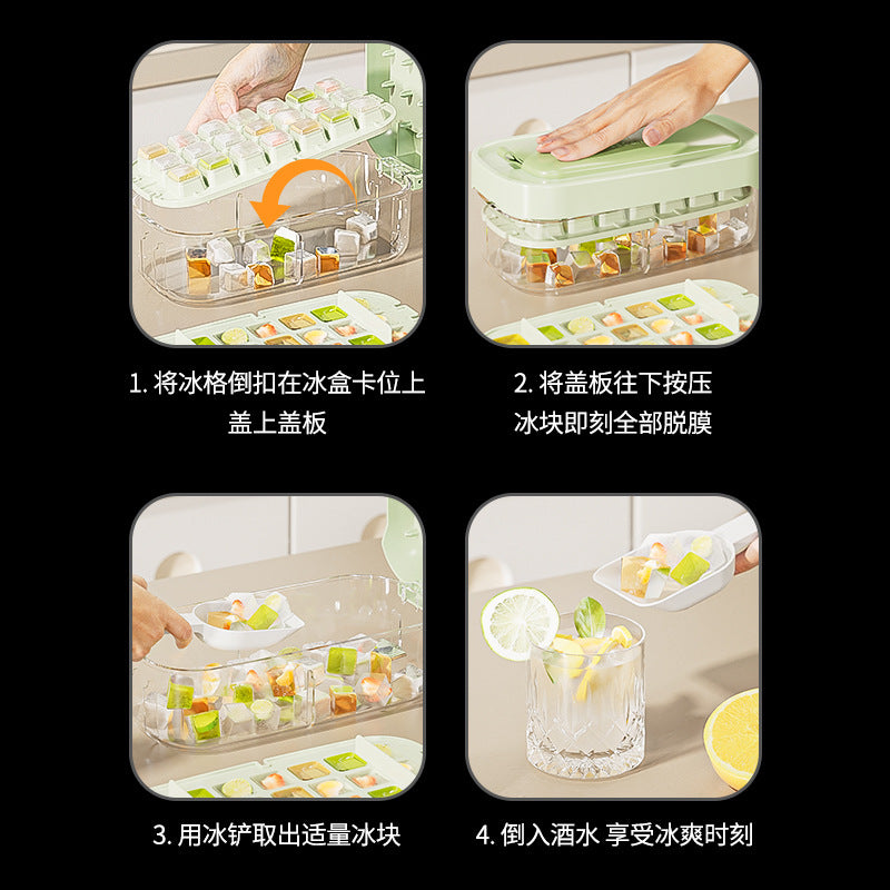 Household large-capacity ice grid 42 grids, refrigerator frozen ice cube mold commercial ice box large ice cube box ice storage box wholesale