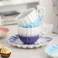 Instagrammable, high-style, creative fairy tear pearl shell ceramic coffee cup and saucer set - premium home drinkware