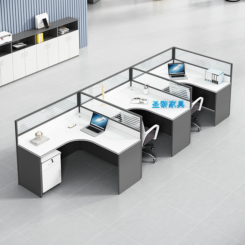 Saint li office desk and chair set - employee computer desk with partition, workstation for finance staff