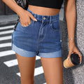 European and american cross-border e-commerce  independent website  summer new washed mid-waist rolled hem denim shorts for women